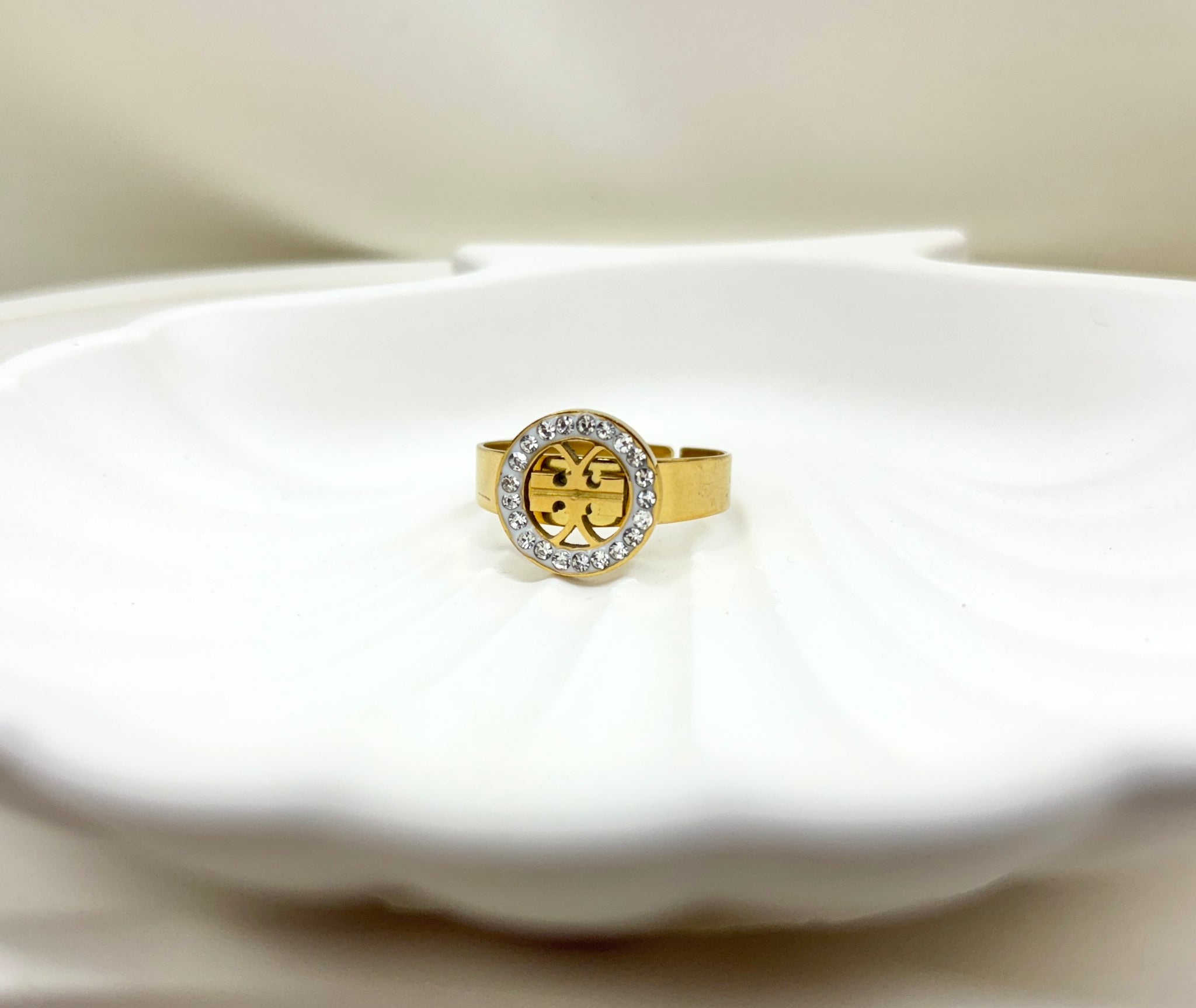 Branded Elegance Pave Halo Ring