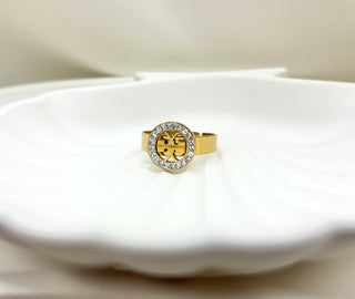 Branded Elegance Pave Halo Ring