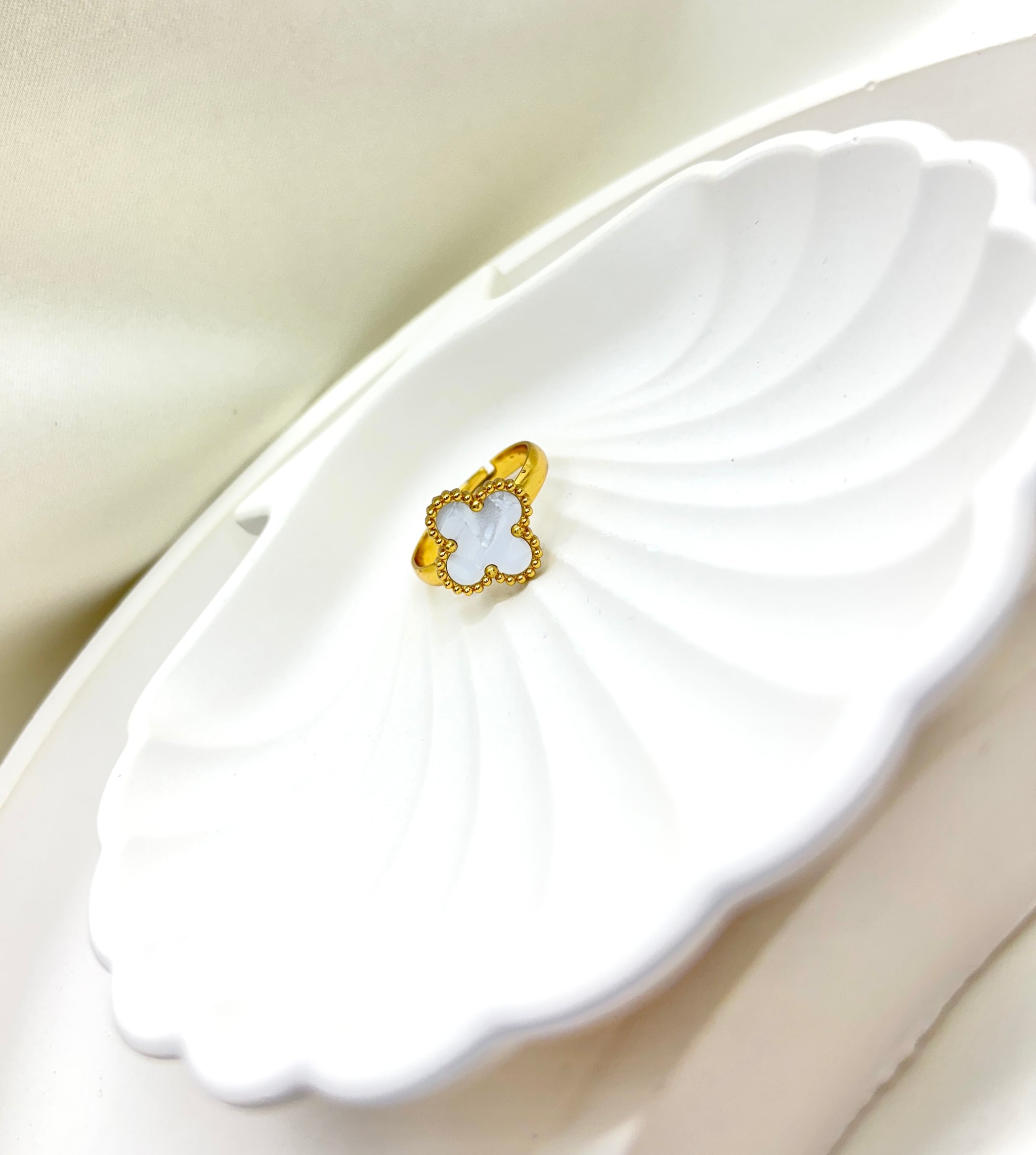 Ivory Clover Adjustable Ring