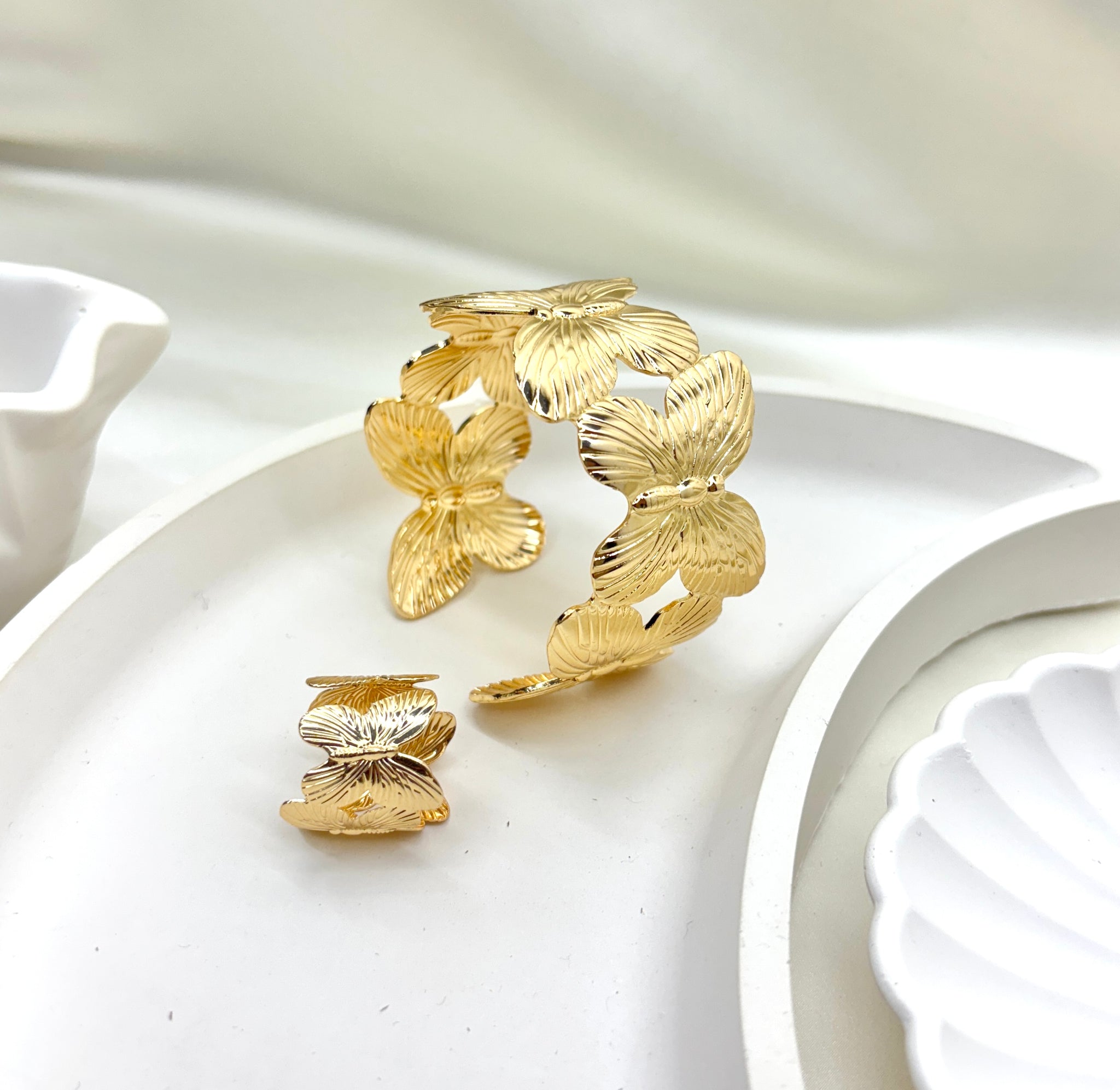 The Flutter Bloom Cuff & Ring Set