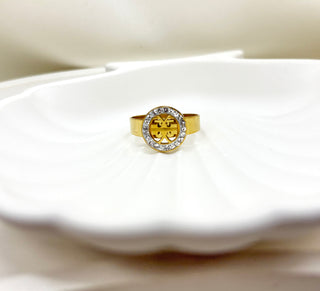 Branded Elegance Pave Halo Ring