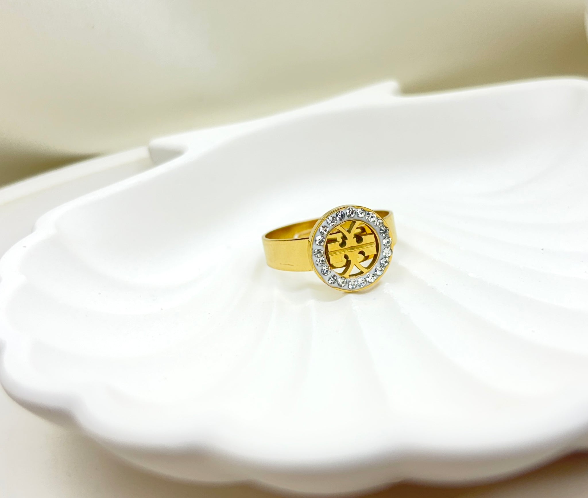 Branded Elegance Pave Halo Ring