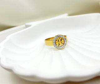 Branded Elegance Pave Halo Ring