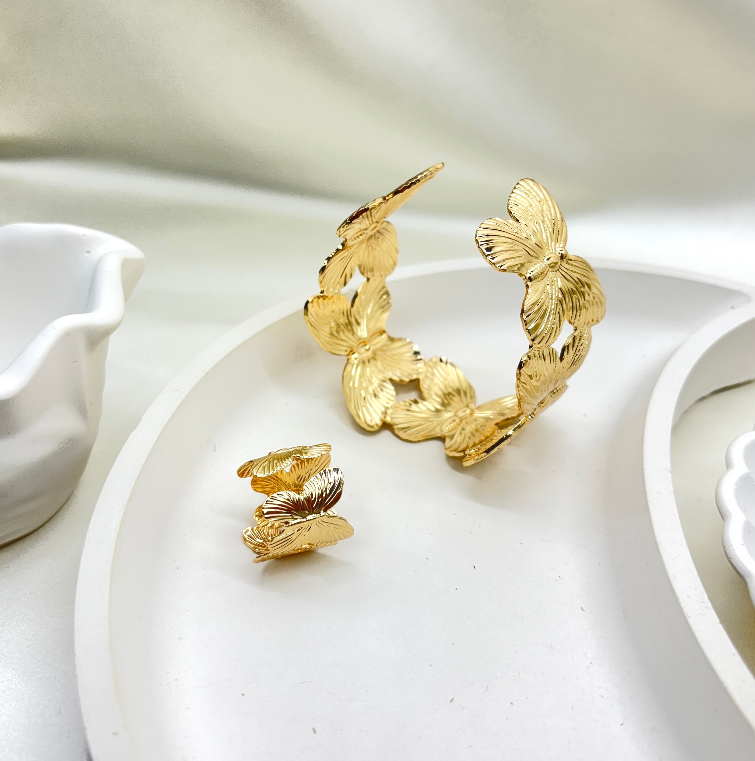 The Flutter Bloom Cuff & Ring Set