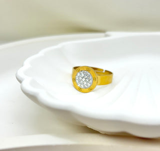 Radiant Pave Disc Anti-Tarnish Ring