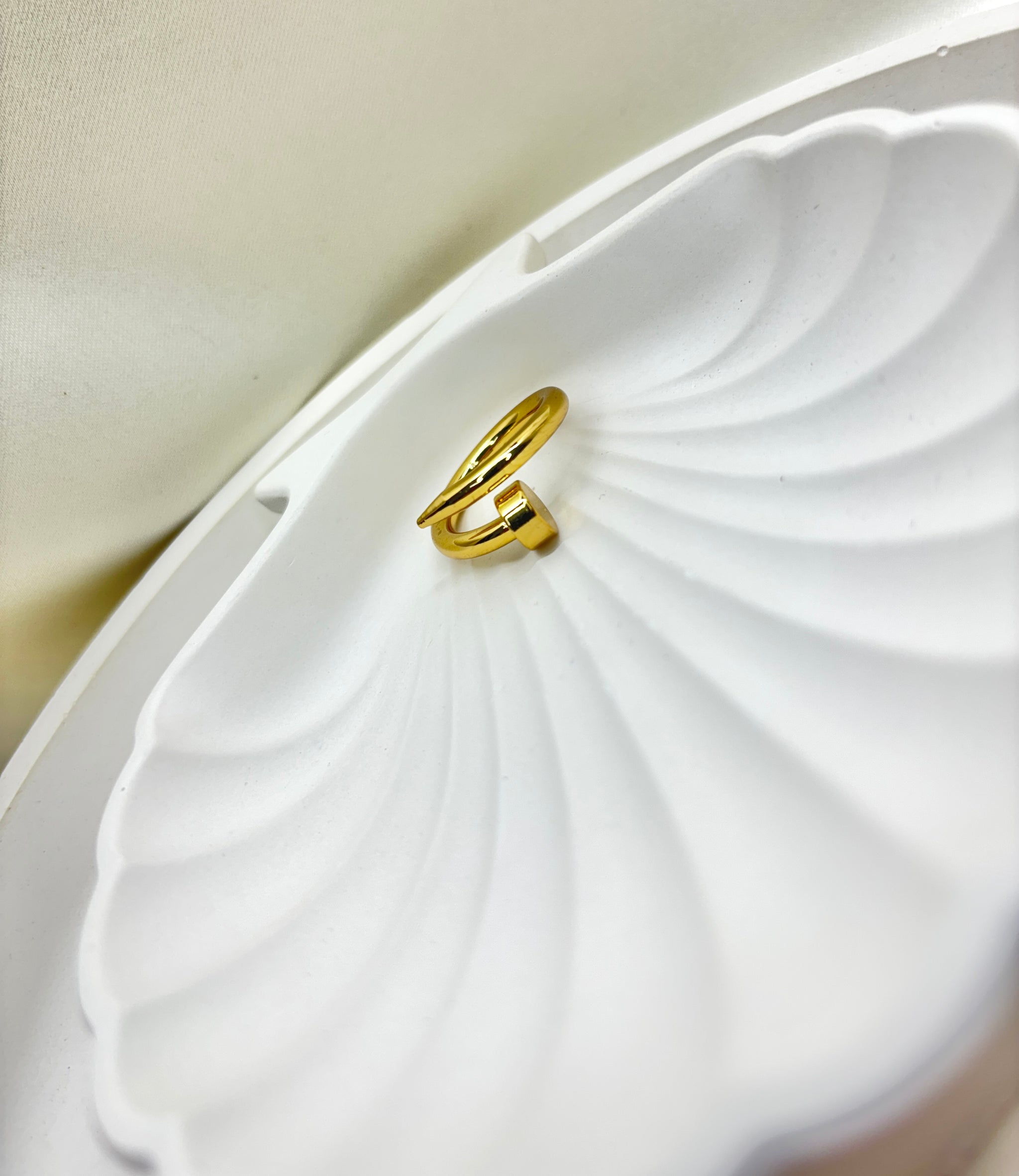 Golden Nail Twist Ring