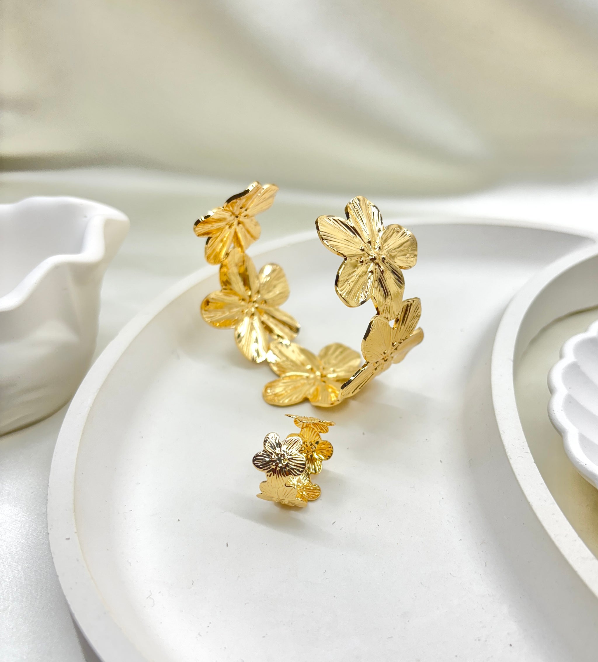 The Golden Petal Cuff & Ring Set