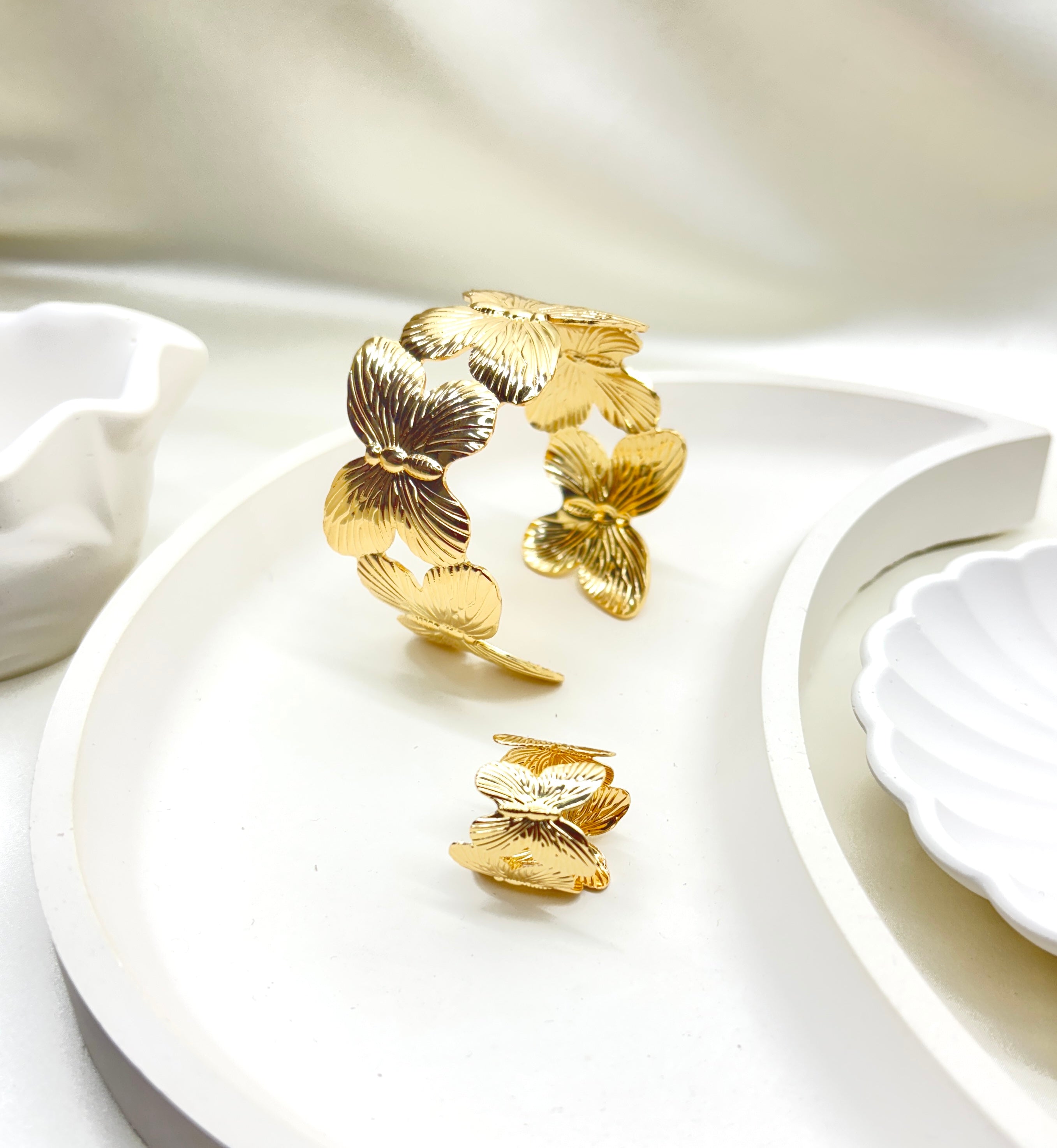 The Flutter Bloom Cuff & Ring Set